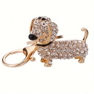 Sparkling Dachshund Clear Rhinestones Key Chain – Purse & Accessory Charm.    C4
